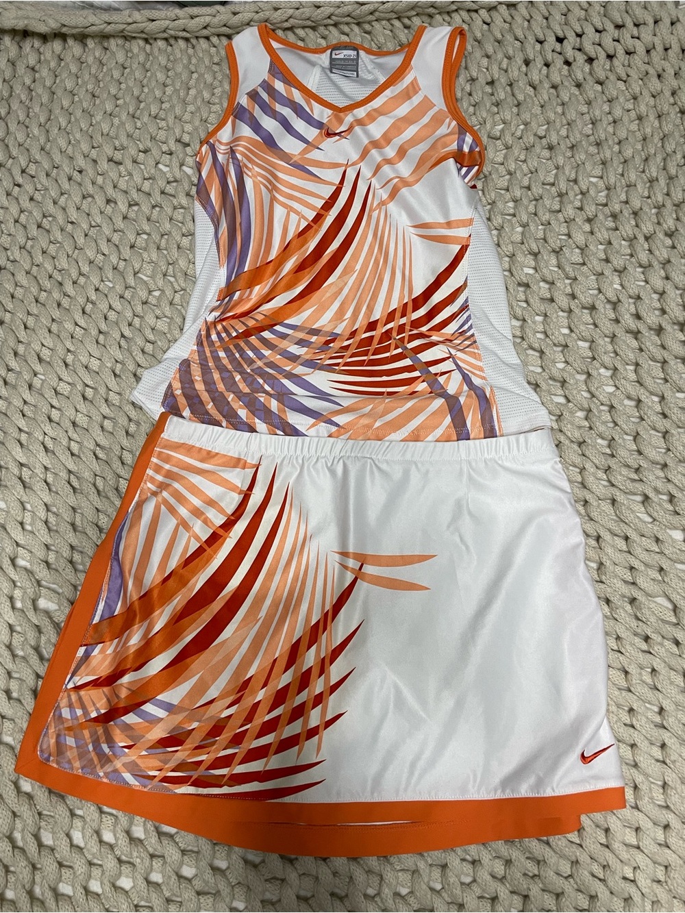 Nike Women’s White, Orange & Red Printed Tennis Skirt Set